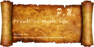 Privári Medárda névjegykártya